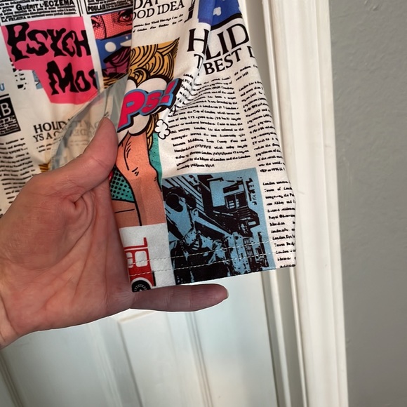 Colorful, “newsprint” bodysuit. Unsure of brand - maybe Shein or H&M. - Picture 3 of 5